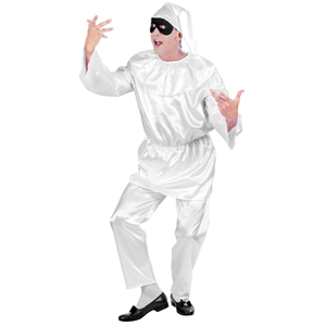 VESTITO CARNEVALE + ACCESSORI PULCINELLA COSTUME MASCHERA TRAVESTIMENTO (M)