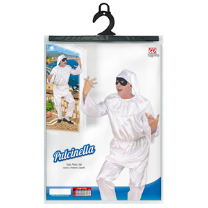VESTITO CARNEVALE + ACCESSORI PULCINELLA COSTUME MASCHERA TRAVESTIMENTO (M)