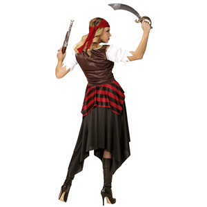 VESTITO CARNEVALE + ACCESSORI PIRATESSA ADULTO VESTITO SCIABOLA CALZE TG. XS TRAVESTIMENTO - 0562 Adulto+7007B+4750R