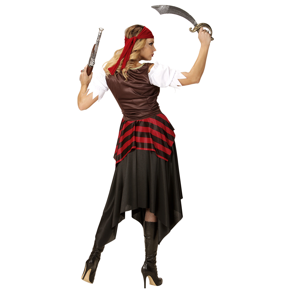 VESTITO CARNEVALE + ACCESSORI PIRATESSA ADULTO VESTITO SCIABOLA CALZE TG. XS TRAVESTIMENTO - 0562 Adulto+7007B+4750R
