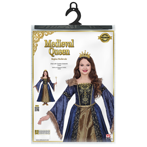 COSTUME VESTITO ABITO TRAVESTIMENTO CARNEVALE BAMBINA REGINA MEDIEVALE - 0713