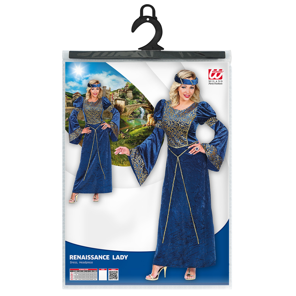 COSTUME VESTITO ABITO TRAVESTIMENTO CARNEVALE COSPLAY ADULTO DONNA - DAMA DEL RINASCIMENTO - 0732