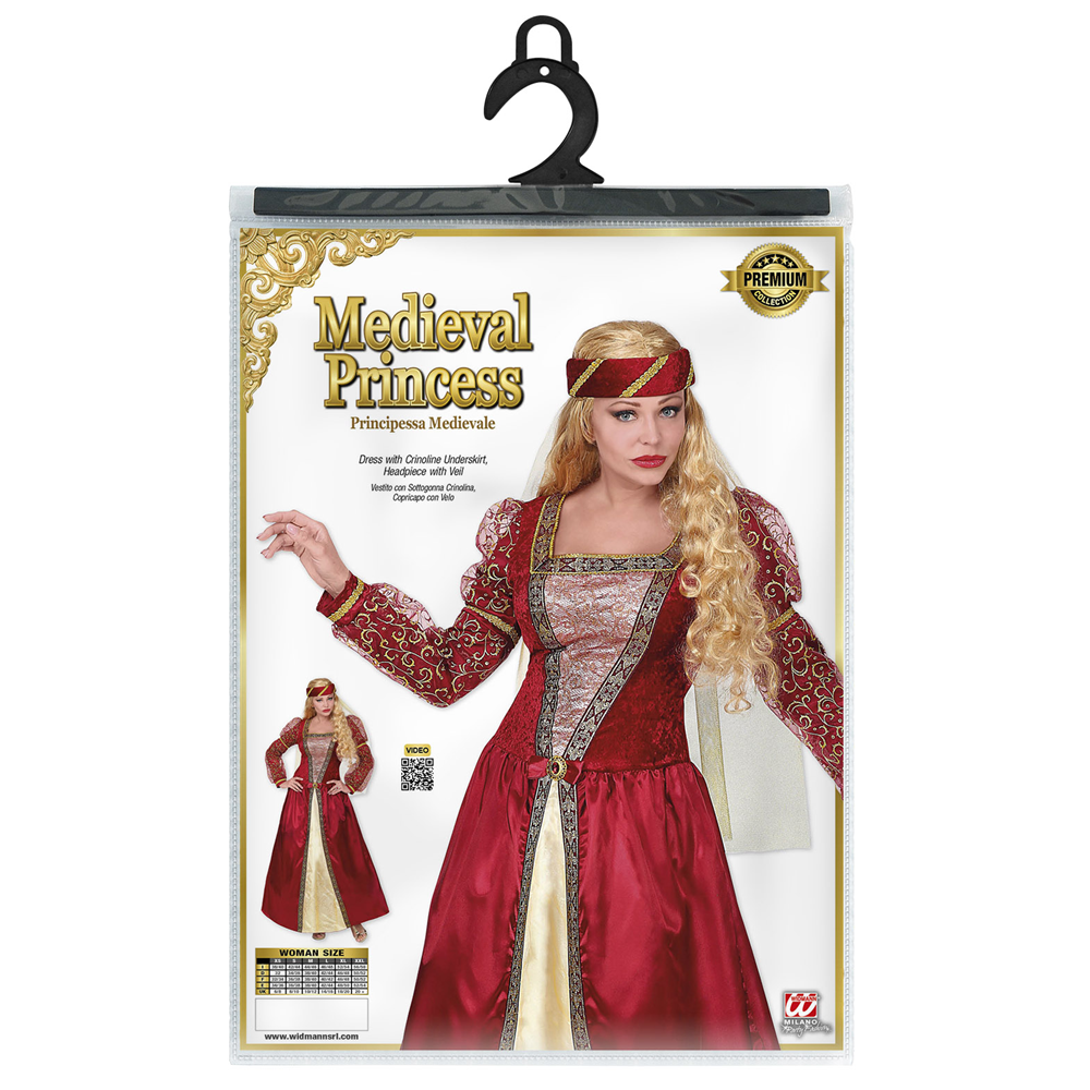 COSTUME VESTITO ABITO TRAVESTIMENTO CARNEVALE COSPLAY ADULTO DONNA - PRINCIPESSA MEDIEVALE - 0733