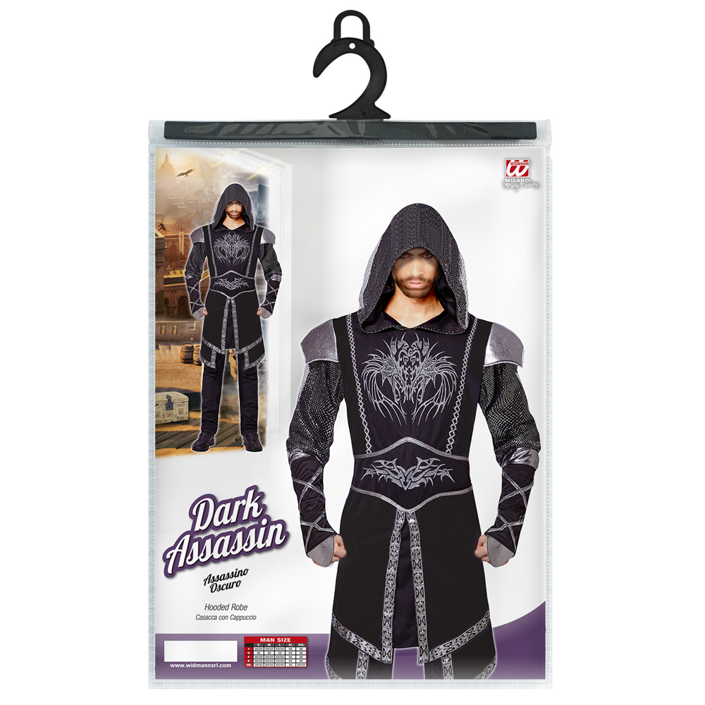 COSTUME VESTITO ABITO TRAVESTIMENTO CARNEVALE COSPLAY ADULTO - ASSASSINO OSCURO - 0773