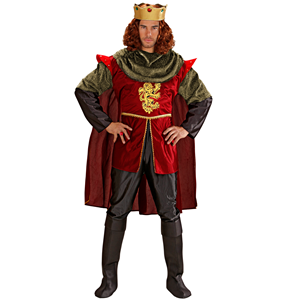 VESTITO CARNEVALE + ACCESSORI CAVALIERE REALE COSTUME CORONA SPADA CON FODERO L TRAVESTIMENTO - 3550 Adulto+7001C