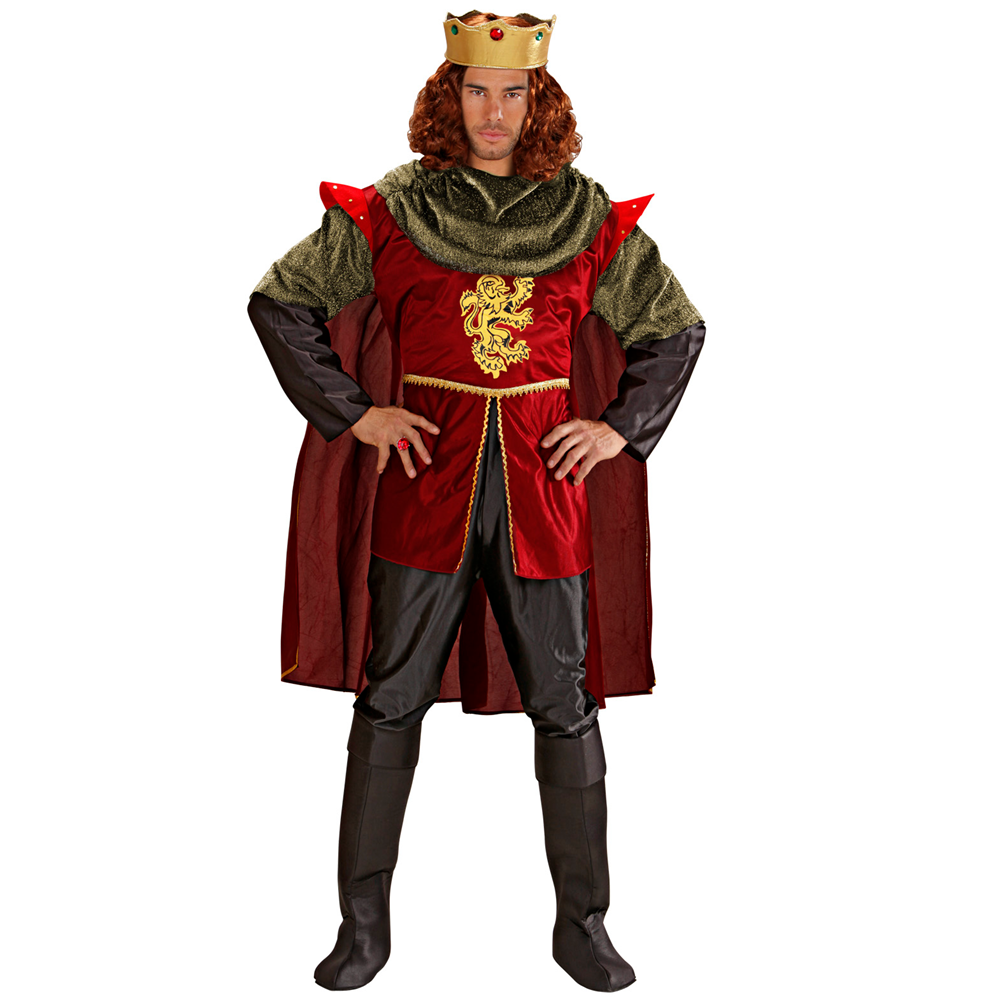 VESTITO CARNEVALE + ACCESSORI CAVALIERE REALE COSTUME CORONA SPADA CON FODERO L TRAVESTIMENTO - 3550 Adulto+7001C