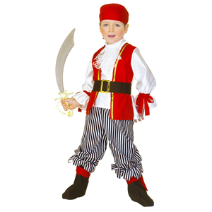 VESTITO CARNEVALE + ACCESSORI PIRATA COSTUME SCIABOLA 4/5 ANNI TRAVESTIMENTO - 4381+7007B