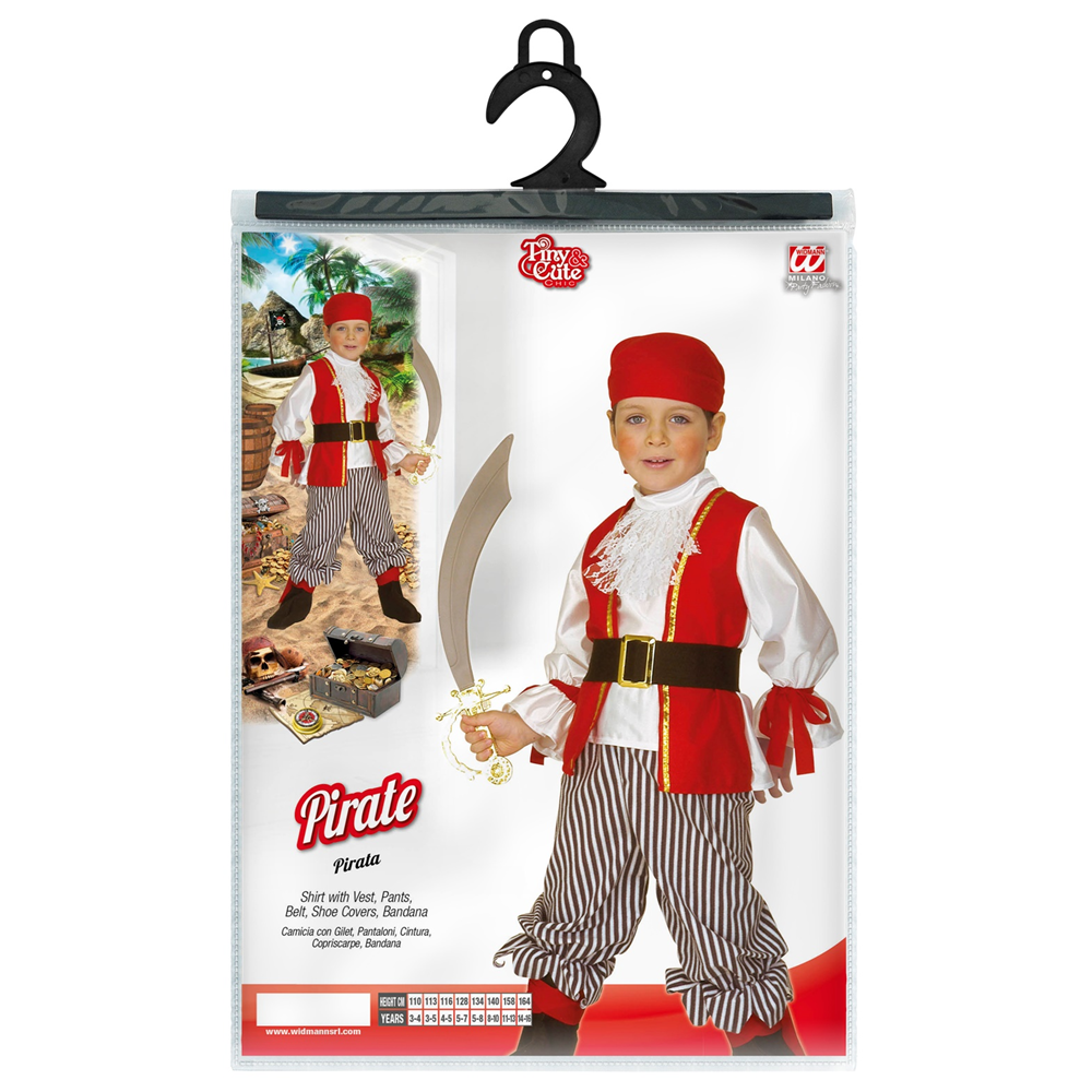 VESTITO CARNEVALE + ACCESSORI PIRATA COSTUME SCIABOLA 4/5 ANNI TRAVESTIMENTO - 4381+7007B