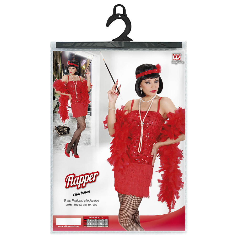 VESTITO CARNEVALE + ACCESSORI CHARLESTON ABITO BOA CALZE TRAVESTIMENTO (S)
