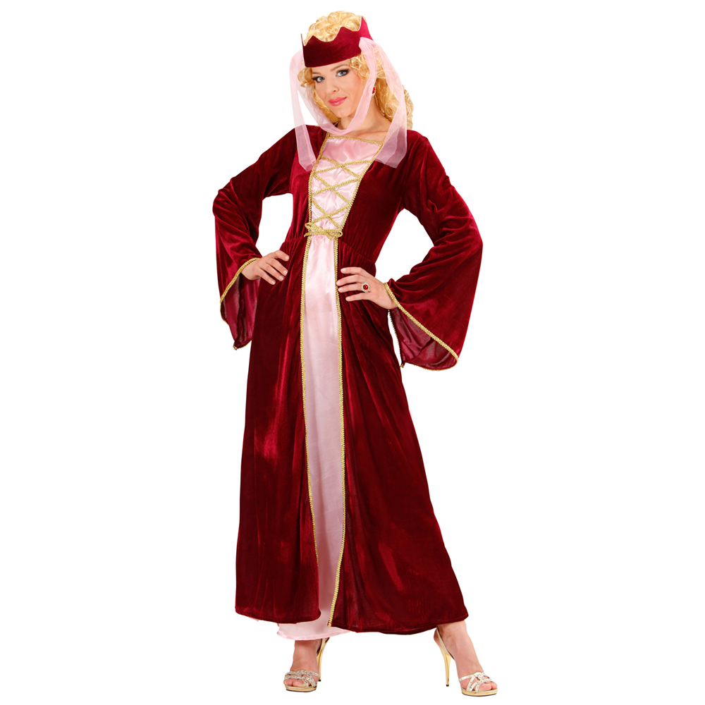 COSTUME VESTITO ABITO TRAVESTIMENTO CARNEVALE ADULTO DONNA - REGINA MEDIEVALE - 8953