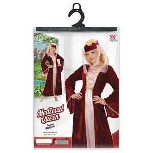 COSTUME VESTITO ABITO TRAVESTIMENTO CARNEVALE ADULTO DONNA - REGINA MEDIEVALE - 8953