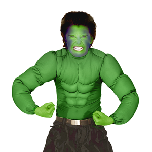 COSTUME VESTITO ABITO TRAVESTIMENTO CARNEVALE COSPLAY BAMBINO - CAMICIA SUPER MUSCOLI EROE VERDE HULK - 1258