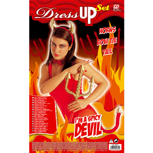 SET TRAVESTIMENTO - DIAVOLESSA - CORNA, PAPILLON  E CODA - ACCESSORI ABITO VESTITO CARNEVALE ADULTO