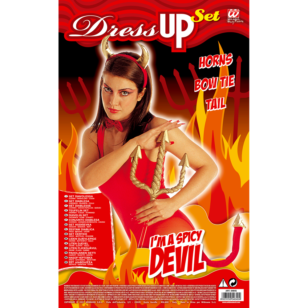 SET TRAVESTIMENTO - DIAVOLESSA - CORNA, PAPILLON  E CODA - ACCESSORI ABITO VESTITO CARNEVALE ADULTO