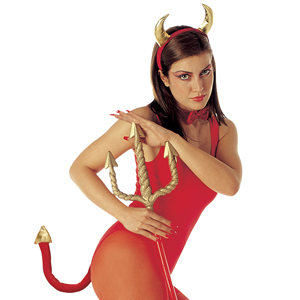 SET TRAVESTIMENTO - DIAVOLESSA - CORNA, PAPILLON  E CODA - ACCESSORI ABITO VESTITO CARNEVALE ADULTO