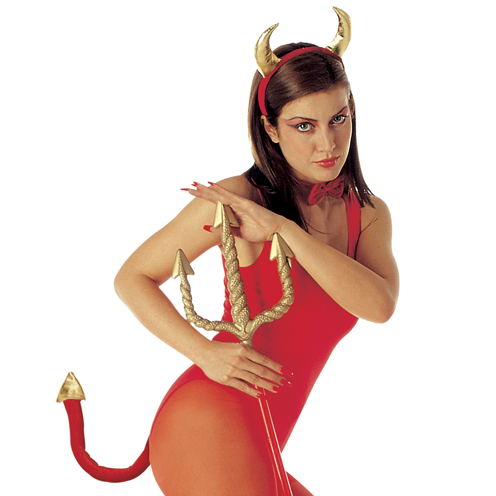 SET TRAVESTIMENTO - DIAVOLESSA - CORNA, PAPILLON  E CODA - ACCESSORI ABITO VESTITO CARNEVALE ADULTO