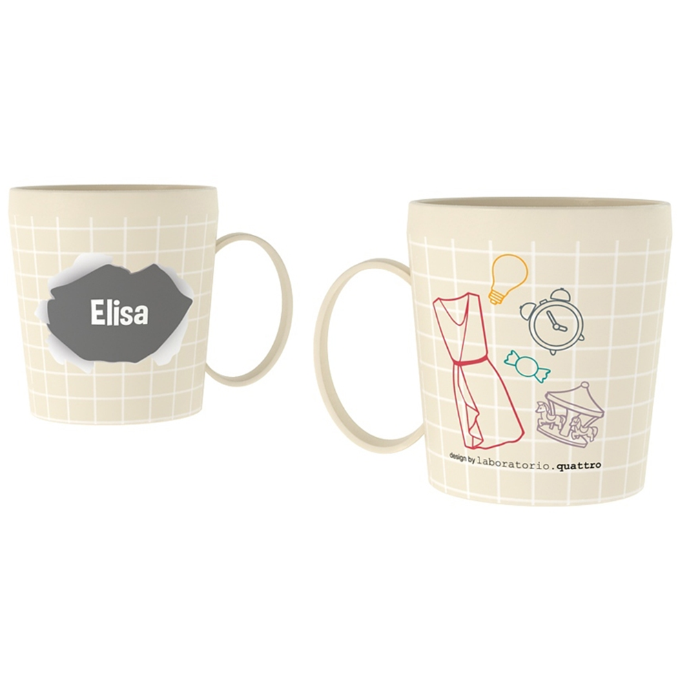 TAZZA IN PLASTICA CON NOME E DISEGNI - ELISA - RYN026