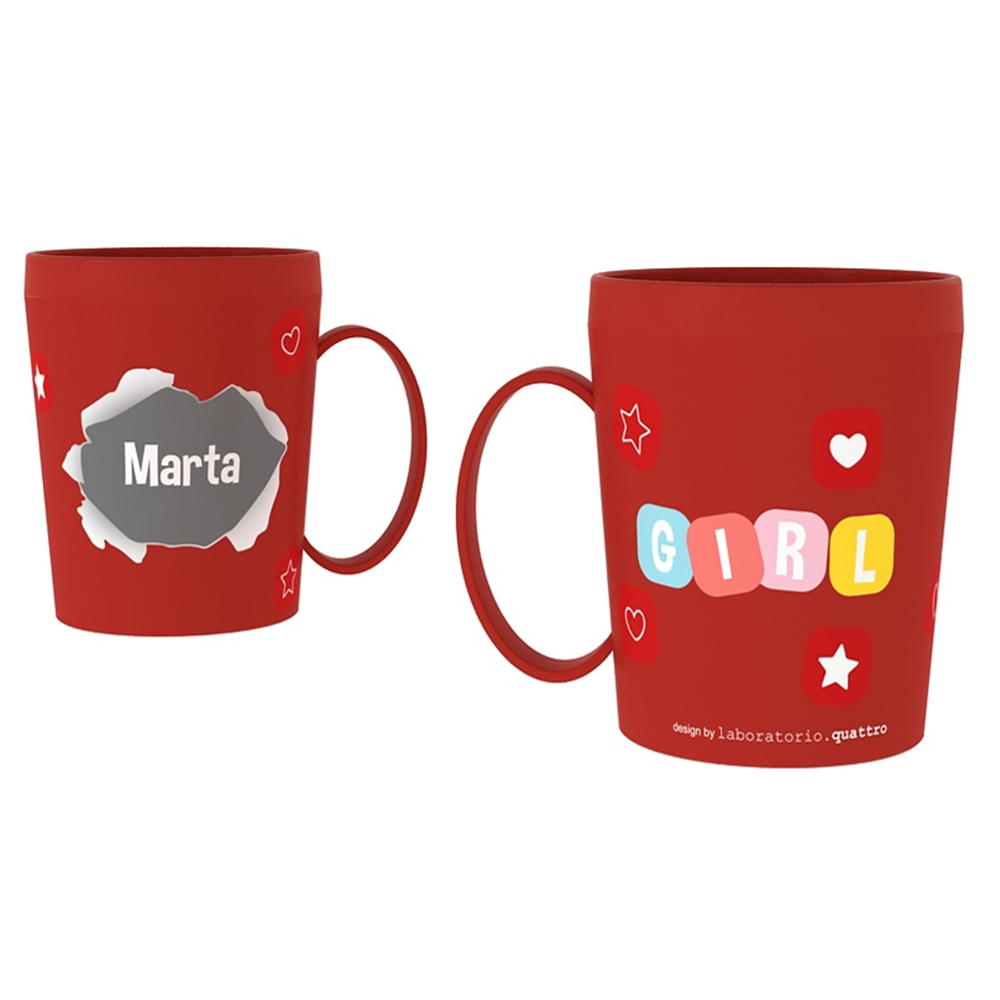 TAZZA IN PLASTICA CON NOME E DISEGNI - MARTA - RYN052