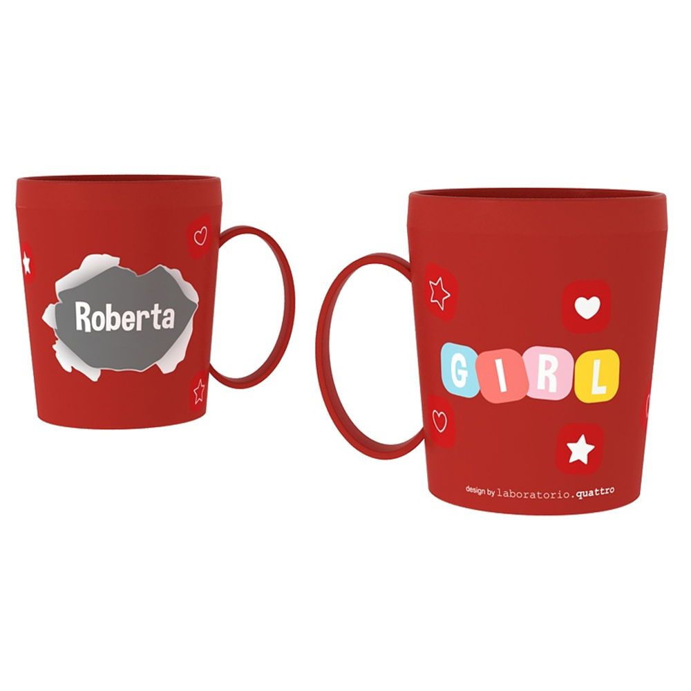 TAZZA IN PLASTICA CON NOME E DISEGNI - ROBERTA - RYN065