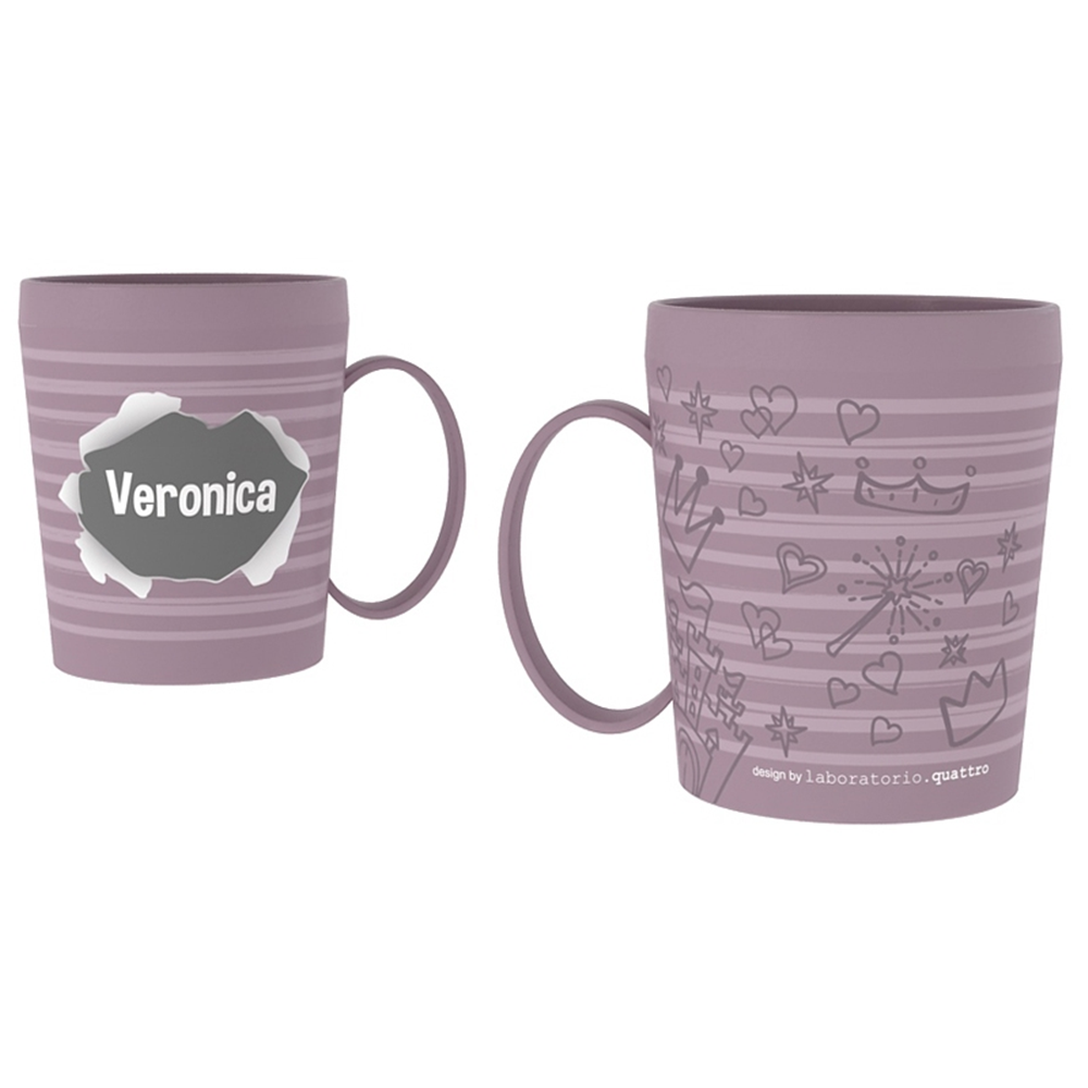 TAZZA IN PLASTICA CON NOME E DISEGNI - VERONICA - RYN078