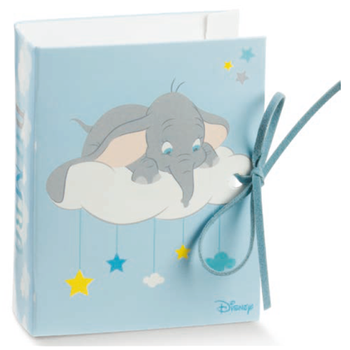 Bomboniera Astuccio Scatolina Portaconfetti Forma Libro Dumbo Disney Celeste X 10 PZ. - 68140