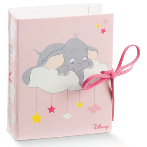 Bomboniera Astuccio Scatolina Portaconfetti Forma Libro Dumbo Disney Rosa X10 PZ. 68150