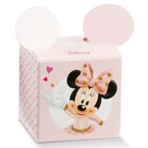 Bomboniera Astuccio Scatolina Portaconfetti Cubo Minnie Mouse Disney Glitter X 10 PZ. 68193