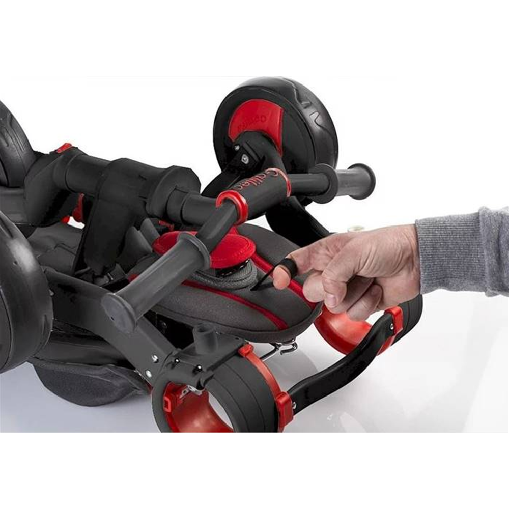 Triciclo Galileo - Bicicletta Passeggino Evolutivo - Pieghevole - 4 in 1 - Nero e Rosso - Età 1/3 Anni - 50516