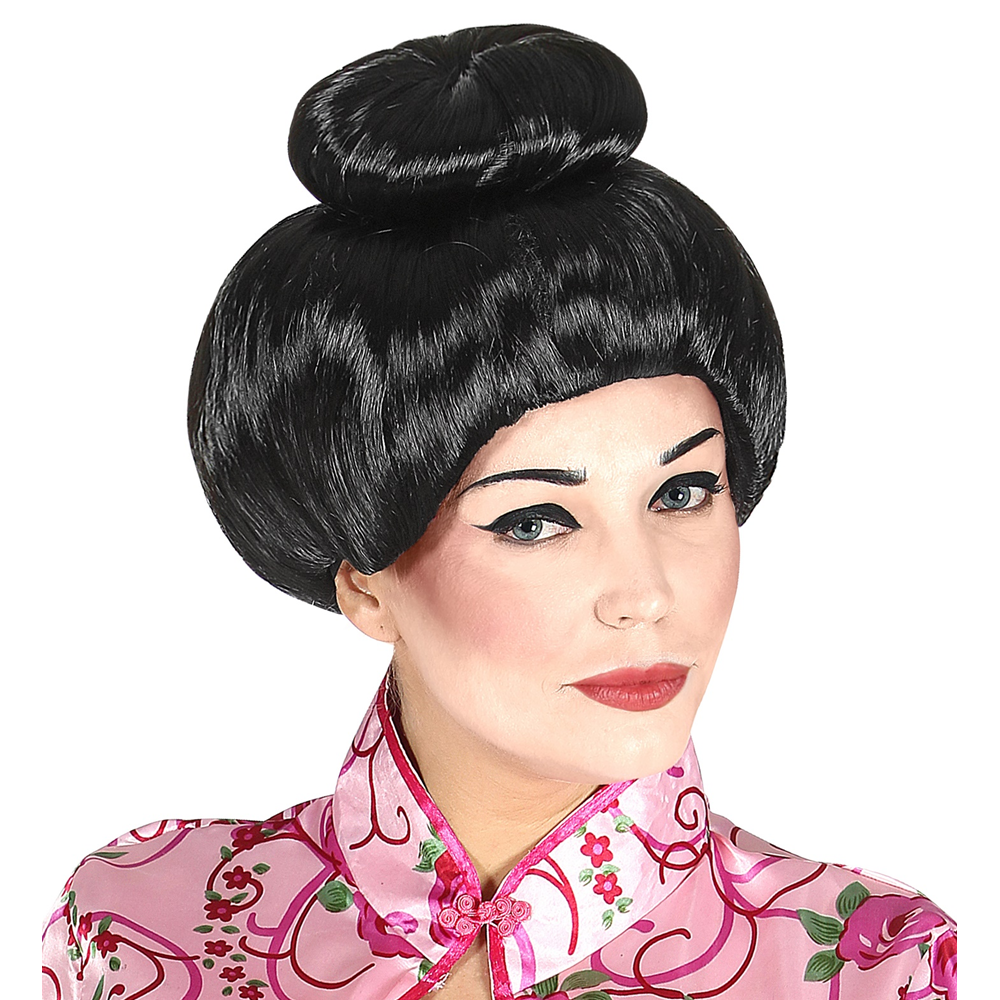 VESTITO CARNENALE + ACCESSORI GEISHA BAMBINA GIAPPONESE KIMONO PARASOLE PARRUCCA TRAVESTIMENTO (11/13 ANNI)