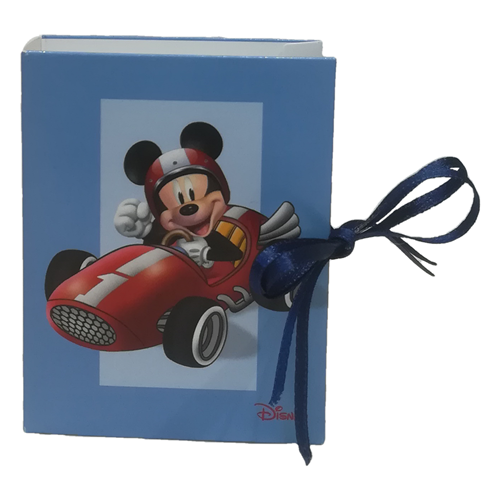 Bomboniera Astuccio Scatolina Portaconfetti Forma Libro - Topolino Mickey Mouse Disney - Celeste - 68171