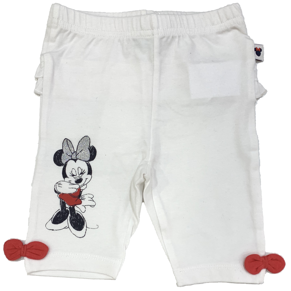 LEGGINGS MINNIE MOUSE DISNEY PANTALONE ESTIVO NEONATA BAMBINA SUN CITY TAGLIE 12/36 MESI - SE0098BIANCO
