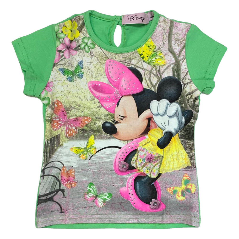 T-SHIRT M.C. MINNIE MOUSE DISNEY RUBACUORI NEONATA 9 MESI VERDE - 13963
