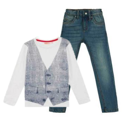 COMPLETO T-SHIRT M.L. + JEANS  BAMBINO 4/12 ANNI UBS2 - H202201