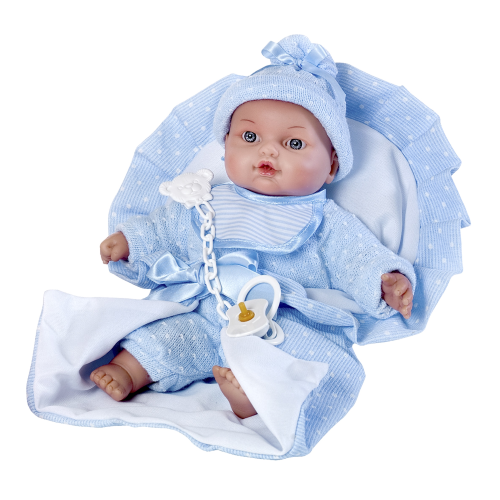 BAMBOLA RAUBER REBORN CON VOCE SCIALLE TUTINA CAPPELLO BAVETTO CIUCCIO 28 CM - 2818