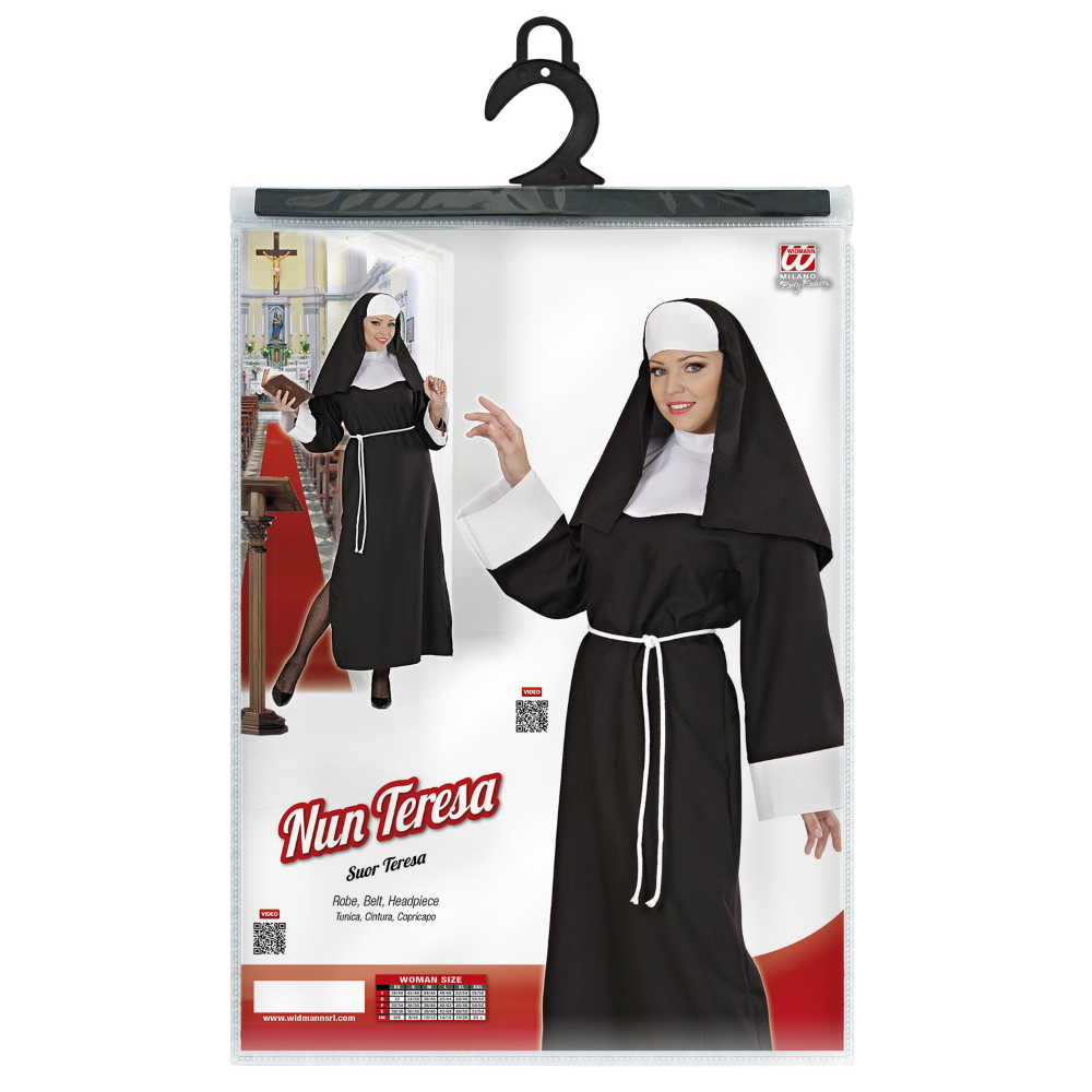 COSTUME VESTITO ABITO TRAVESTIMENTO CARNEVALE COSPLAY DONNA ADULTO - SUOR TERESA - 4459