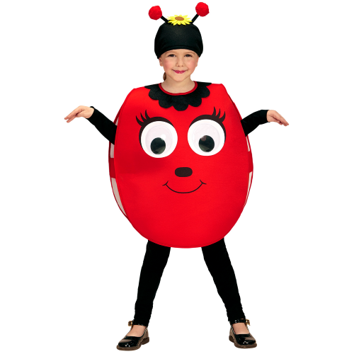 COSTUME VESTITO ABITO TRAVESTIMENTO CARNEVALE COCCINELLA DAGLI OCCHI GRANDI PETTORINA E COPRICAPO 2/4 ANNI - 01472