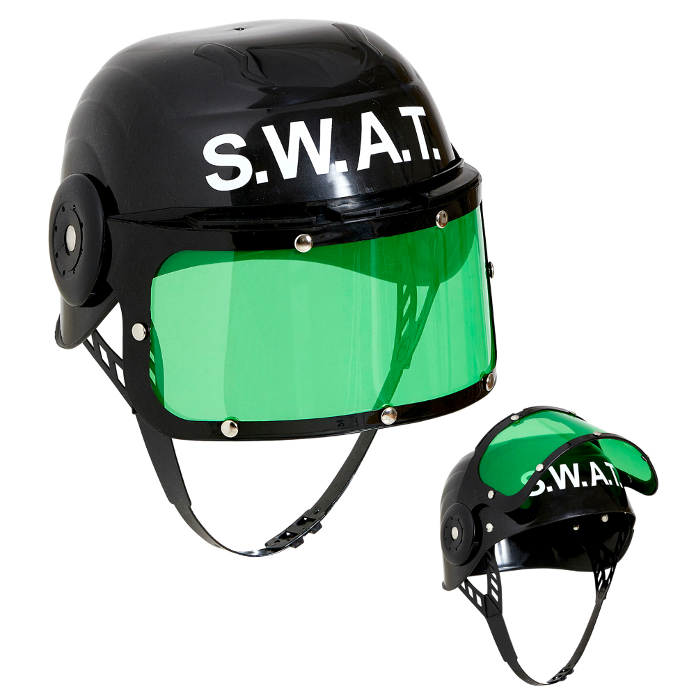 VESTITO CARNEVALE + ACCESSORI AGENTE SWAT COSTUME GIUBOTTO ANTIPROIETTILE FUCILE ELMO MANETTE 11/13 ANNI TRAVESTIMENTO - 5534+28225+7084M+2413D