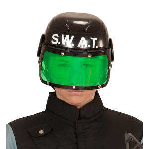 VESTITO CARNEVALE + ACCESSORI AGENTE SWAT COSTUME GIUBOTTO ANTIPROIETTILE FUCILE ELMO MANETTE 11/13 ANNI TRAVESTIMENTO - 5534+28225+7084M+2413D