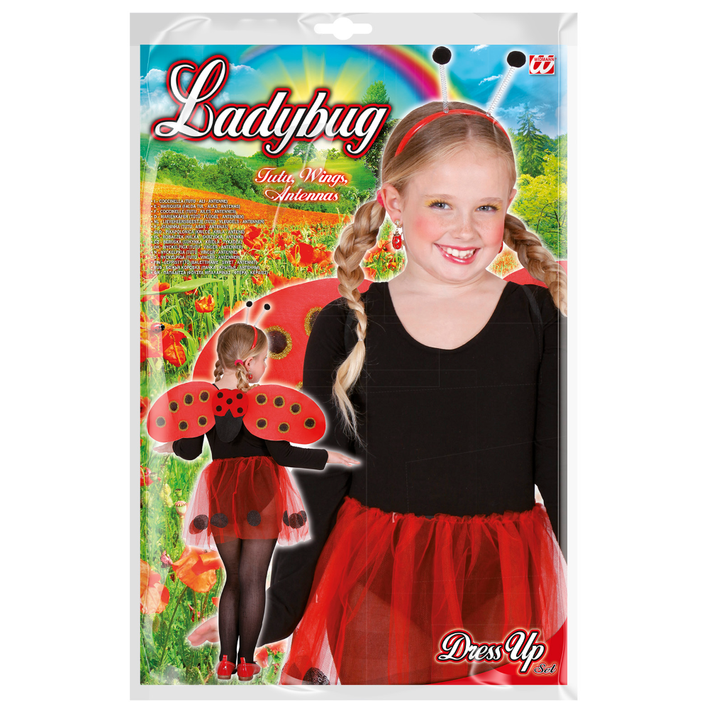 SET COCCINELLA ACCESSORI ALI CERCHIETTO GONNA VESTITO TRAVESTIMENTO CARNEVALE BAMBINA