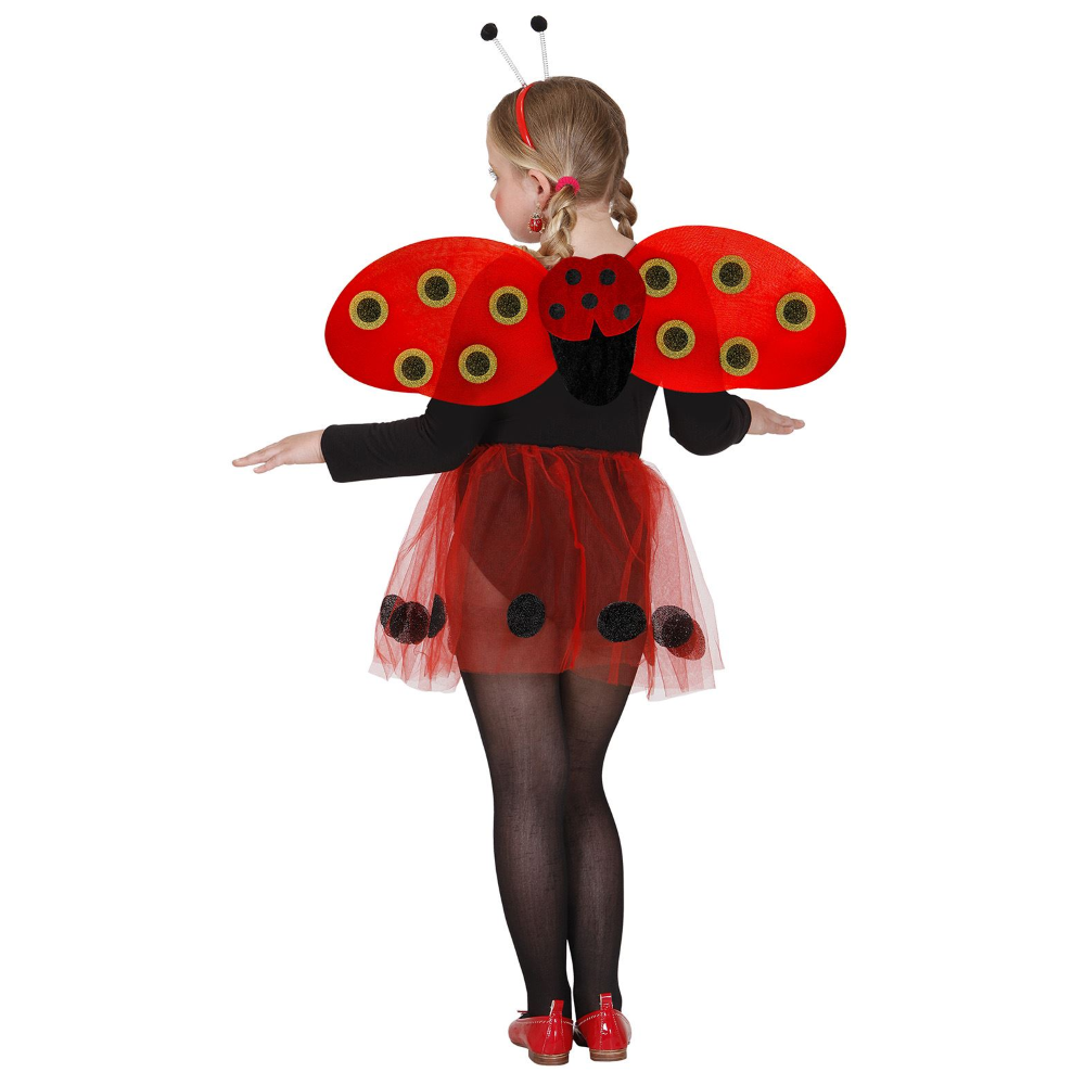 SET COCCINELLA ACCESSORI ALI CERCHIETTO GONNA VESTITO TRAVESTIMENTO CARNEVALE BAMBINA