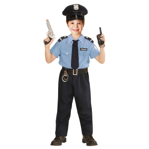 VESTITO CARNEVALE + ACCESSORI  POLIZIOTTO COSTUME PISTOLA MANETTE 11/13 ANNI TRAVESTIMENTO - 0402+2413D+2775P