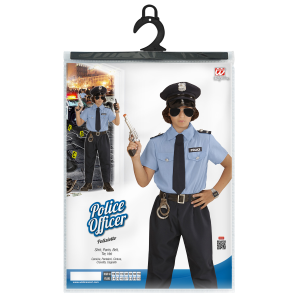VESTITO CARNEVALE + ACCESSORI  POLIZIOTTO COSTUME PISTOLA MANETTE 11/13 ANNI TRAVESTIMENTO - 0402+2413D+2775P
