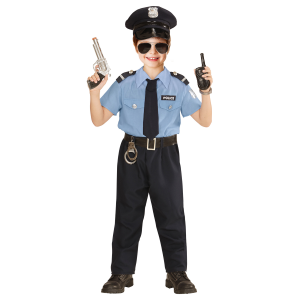 VESTITO CARNEVALE + ACCESSORI  POLIZIOTTO COSTUME PISTOLA MANETTE 11/13 ANNI TRAVESTIMENTO - 0402+2413D+2775P