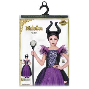 VESTITO CARNEVALE + ACCESSORI MALEFICA ABITO COPRICAPO E BASTONE MAGICO 14/16 ANNI TRAVESTIMENTO - 7024+52815