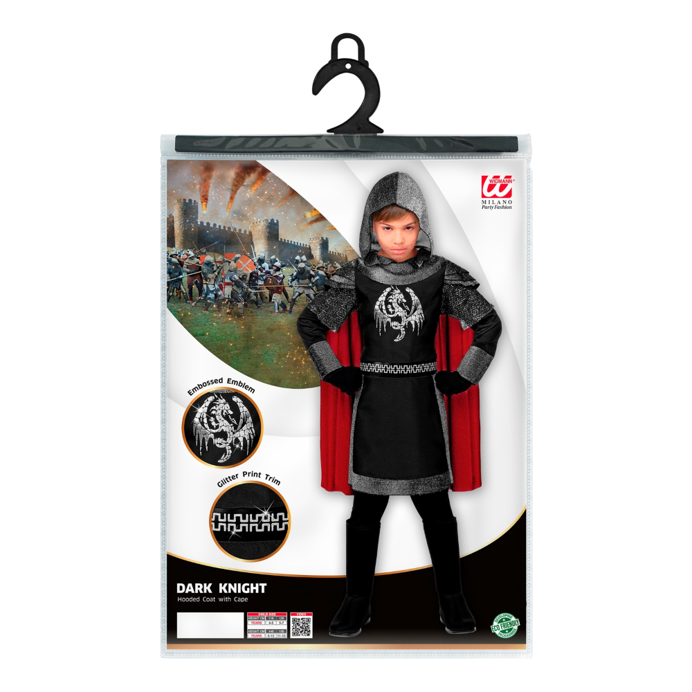 COSTUME VESTITO ABITO TRAVESTIMENTO CARNEVALE HALLOWEEN COSPLAY BAMBINO CAVALIERE OSCURO - 0696