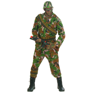 VESTITO CARNEVALE + ACCESSORI SOLDATO COSTUME PUGNALE PISTOLA PALLOTTOLE SET TRUCCO 8/10 ANNI TRAVESTIMENTO - 3840+02412+7083U+2724S+6985D