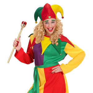 SET TRAVESTIMENTO - GIULLARE - CAPPELLO, COLLARE - ACCESSORI ABITO VESTITO CARNEVALE