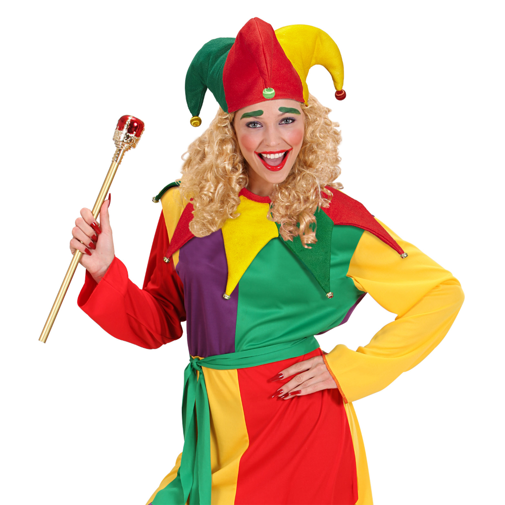 SET TRAVESTIMENTO - GIULLARE - CAPPELLO, COLLARE - ACCESSORI ABITO VESTITO CARNEVALE