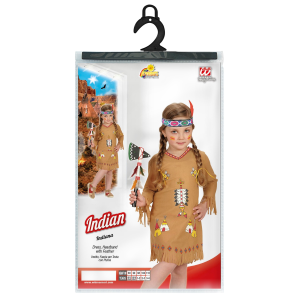 VESTITO CARNEVALE + ACCESSORI INDIANA COSTUME ASCIA TRAVESTIMENTO (2/3 ANNI)