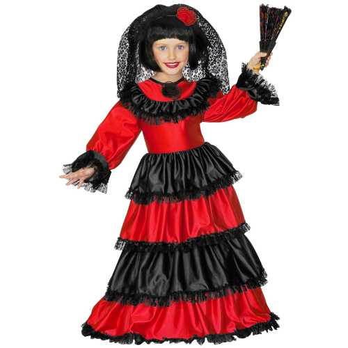 COSTUME VESTITO ABITO TRAVESTIMENTO CARNEVALE BAMBINA SENORITA VESTITO E COPRICAPO 3/5 ANNI - 4396E